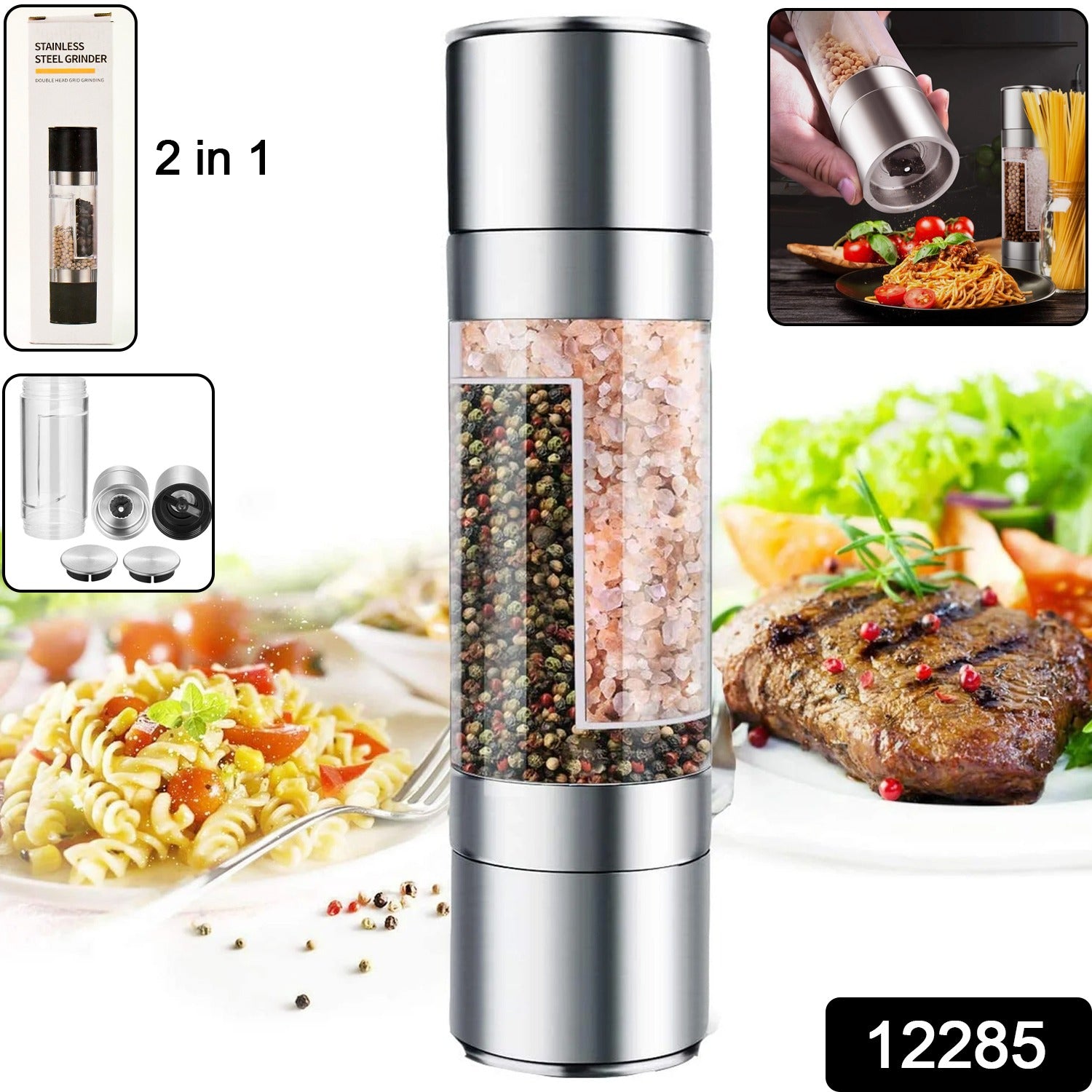 Premium 2-in-1 Adjustable Salt and Pepper Mill Premium 2-in-1 Adjustable Salt and Pepper Mill